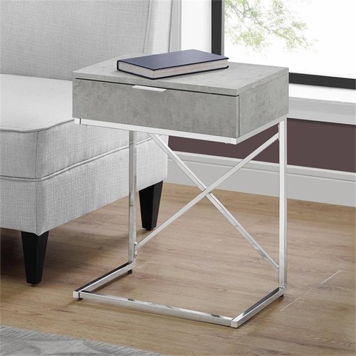 Accent Table Side End Nightstand Lamp Living Room Bedroom Metal Grey - Picture 2 of 6
