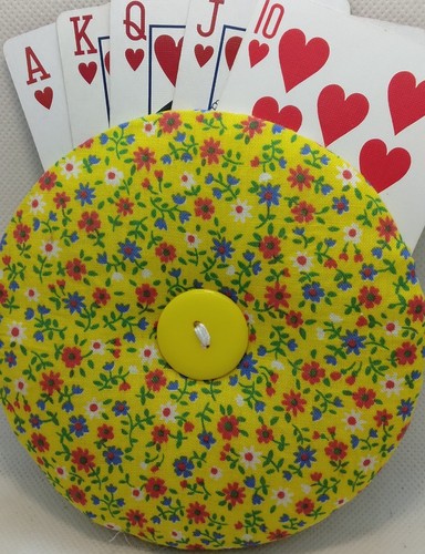 Large Yellow with Red and Blue Flowers Heavy Duty Playing Card Holder - Picture 2 of 2