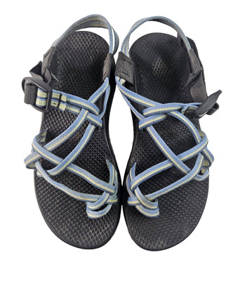 Chaco Z/X2 Classic Sandals W8 Blue Yellow Double Strap Toe Loop Vibram Sole