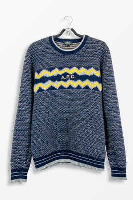 A.P.C. Ben Lambswool Jacquard Knit Sweater - Size L