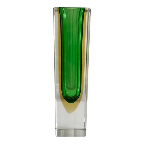 Murano Sommerso Glass Green Vase by Flavio Poli for Alessandro Mandruzzato