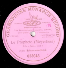Schumann-Heink. Meyerbeer (Prophete - Prison scene, part 2). Predog 033043. NM-