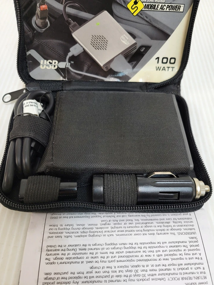 Adaptador de coche inversor de corriente delgado Vector iMobile VEC415 100 vatios con estuche Foto 2 de 4