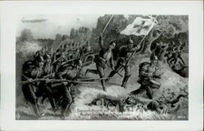 RPPC WWI 1990s REPRO military art German army flag Zeppelin Antwerp Belgium PC