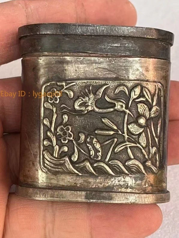 Антикварная народная табачная шкатулка персонаж суда состаренный старый курительный аксессуар - Изображение 2 из 4