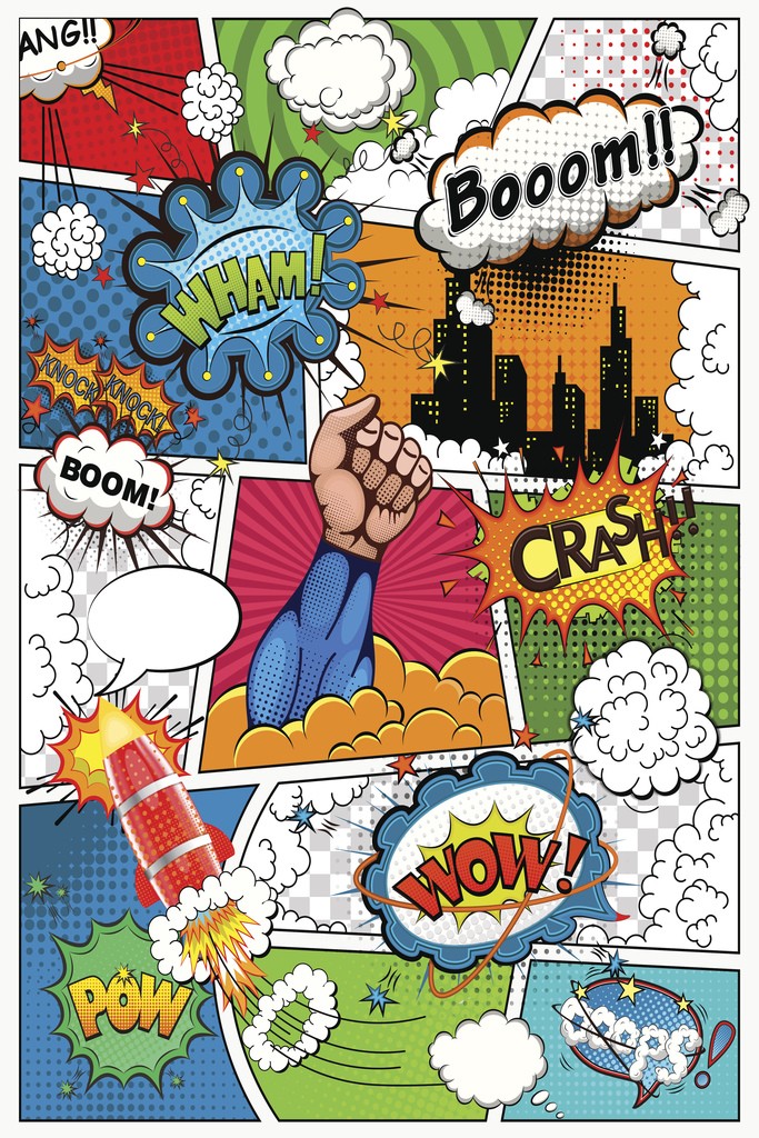Comic Book Super Hero Sound Effects Retro Cool Wall Decor Art