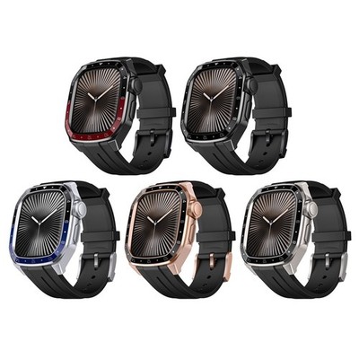 Silicone Sport Band & Metal Dial Case for Apple Watch 11 10 9 8 7 SE 44/45/46mm