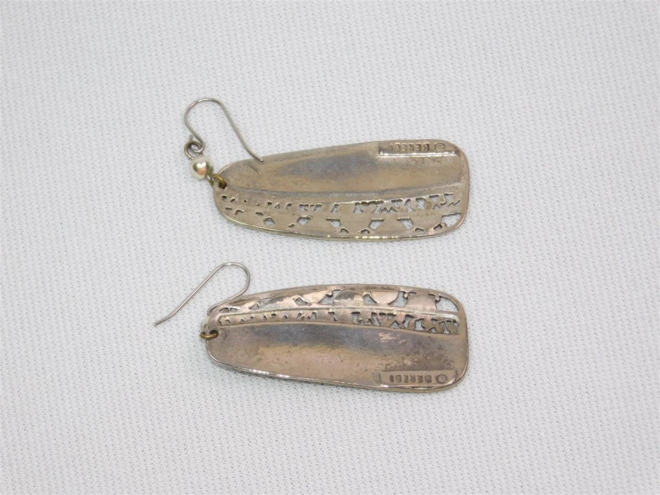 Pendientes colgantes vintage Edgar Berebi azul verde remolino esmalte tono plata Foto 4 de 4