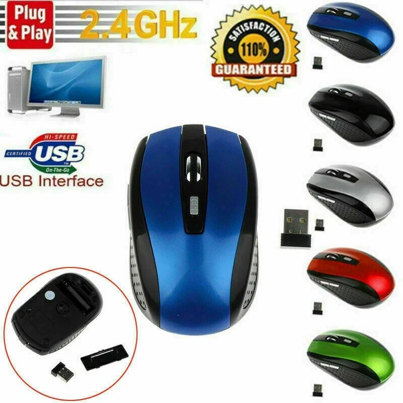 2.4GHz Wireless Optical Mouse Mice USB Receiver Fit PC Laptop Computer Black CA - Image 3 of 4