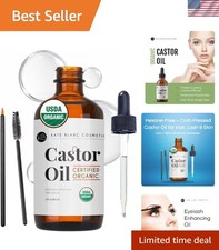 Castor Oil Organic for Hair, Lashes, Face 2oz, 100 Pure, Cold Pressed, Hexan...