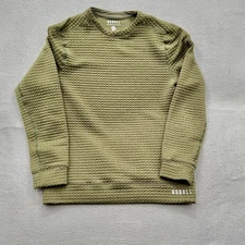 NOBULL Sweater Mens Medium Green Grid Waffle Fleece Crewneck Pullover Athletic