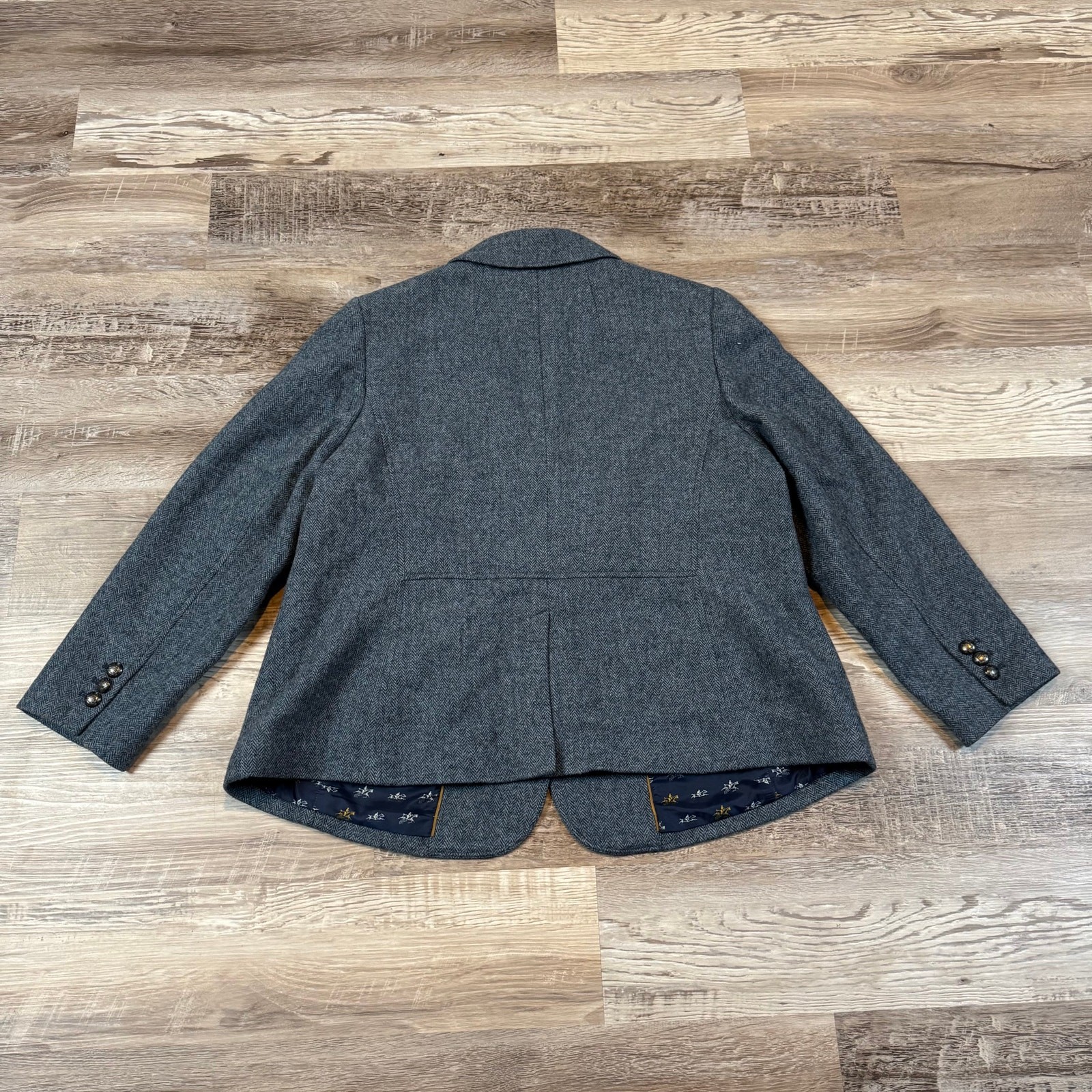 Talbots Gray Herringbone Blazer Structured Wool B… - image 3
