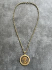 Coin Pendant Necklace Walking Liberty Half Dollar 1947 Bi-Toned Gold/Silver
