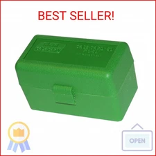 MTM RS-50-10 50 Round Flip-Top Rifle Ammo Box .222 to .222 Mag, USA Made, Green