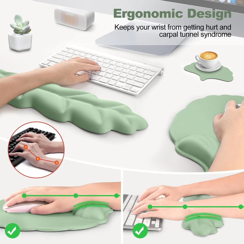 Keyboard Wrist Rest and Mouse Pad with Wrist Support Set, Ergonomic Leaf Shap... - Image 3 of 4