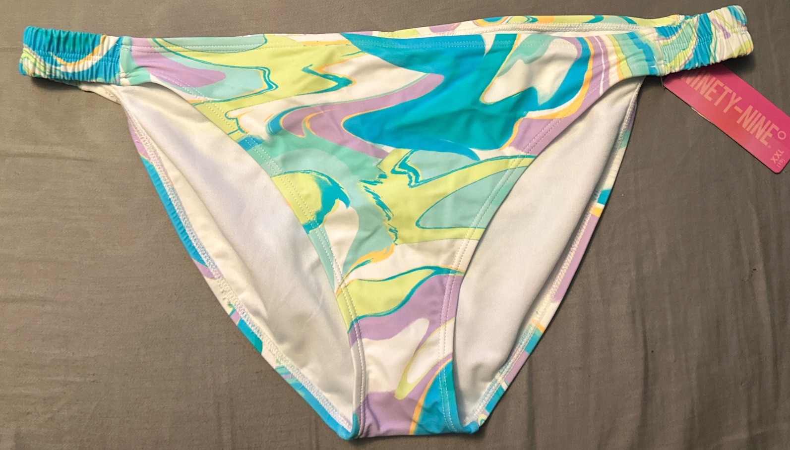 Ninety-Nine Degrees Marble Swirl Elastic Side Tab Hipster Swim Bikini Bottom XXL