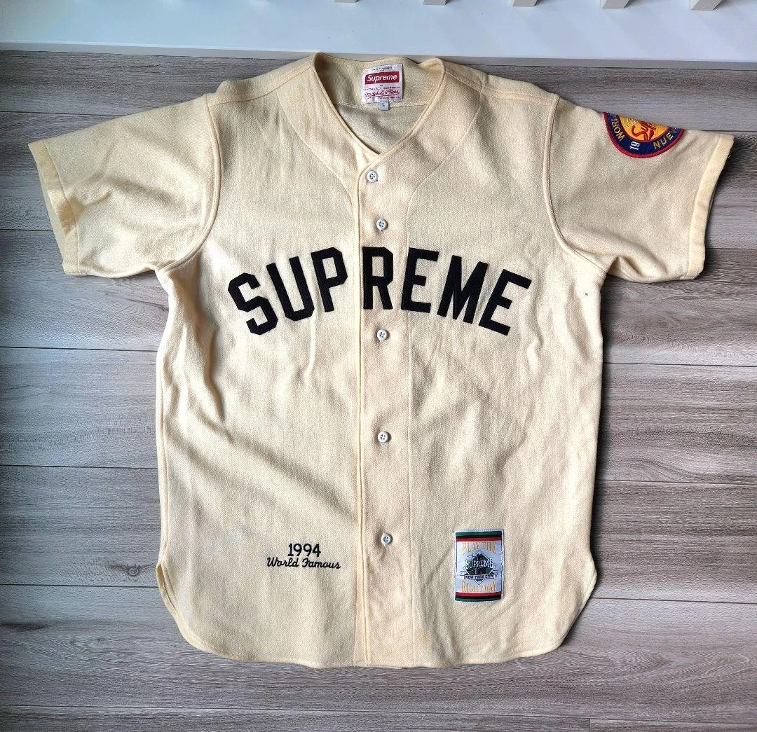 Maillot de baseball crème suprême Mitchell & Ness x L