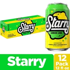 Starry Lemon Lime Soda Pop, 12 Fl Oz Cans (Pack of 12)