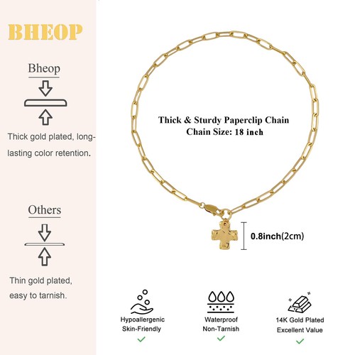 Collana Croce Grossa, Ciondolo a Strati in Oro 14K Argento, Bigiotteria Se - Foto 6 di 9