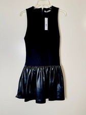 Alice + Olivia Ella drop waist vegan leather skirt mini dress black NWT 2 $395