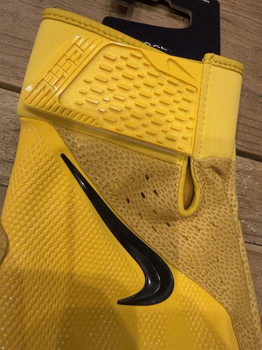 Guantes de bateo de béisbol Nike Alpha Huarache Elite XXL piel de oveja cuero amarillo