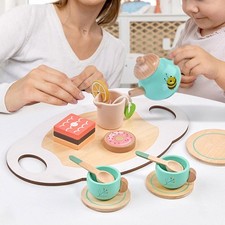 Wooden Tea Party Set Princess Tea Party Time Role Playing Toy Pretend Play for