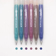 Acrylic Gel Pens for Coloring Books, Quick Dry 6 Pcs 1.0mm Fine Point Gel Mar...