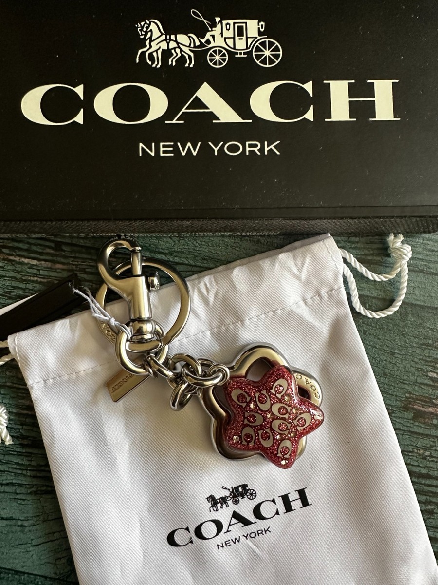 NWT Coach Metal Signature Star Bag Charm Keychain Fob CW489 Silver