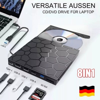 Externe USB 3.0 DVD ROM CD Writer Laufwerk Brenner Reader Player für Laptop PC