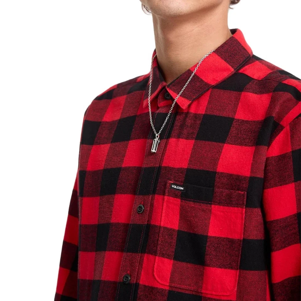 Camicia A Maniche Lunghe Volcom Caden A Quadri - Lifeguard Red - Immagine 4 di 4