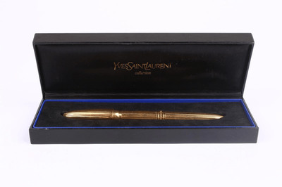 Yves Saint Laurent Fountain Pen Gold Tone With Box