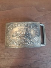 Vintage Henry Ford Brass Belt Buckle Model T Automobile Detroit Record Year