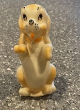 50/60 s Rubber Squeak Toy Dog 6" Yellow with Collar Vintage Cute