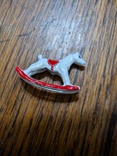 Vintage Cast Lead Dollhouse Rocking Horse, Red Black  White Circa miniature