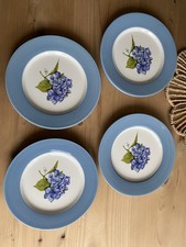 Blue Hydrangea Jet by ter Steege Ceramic Side Dessert Plate x 4 Collectible
