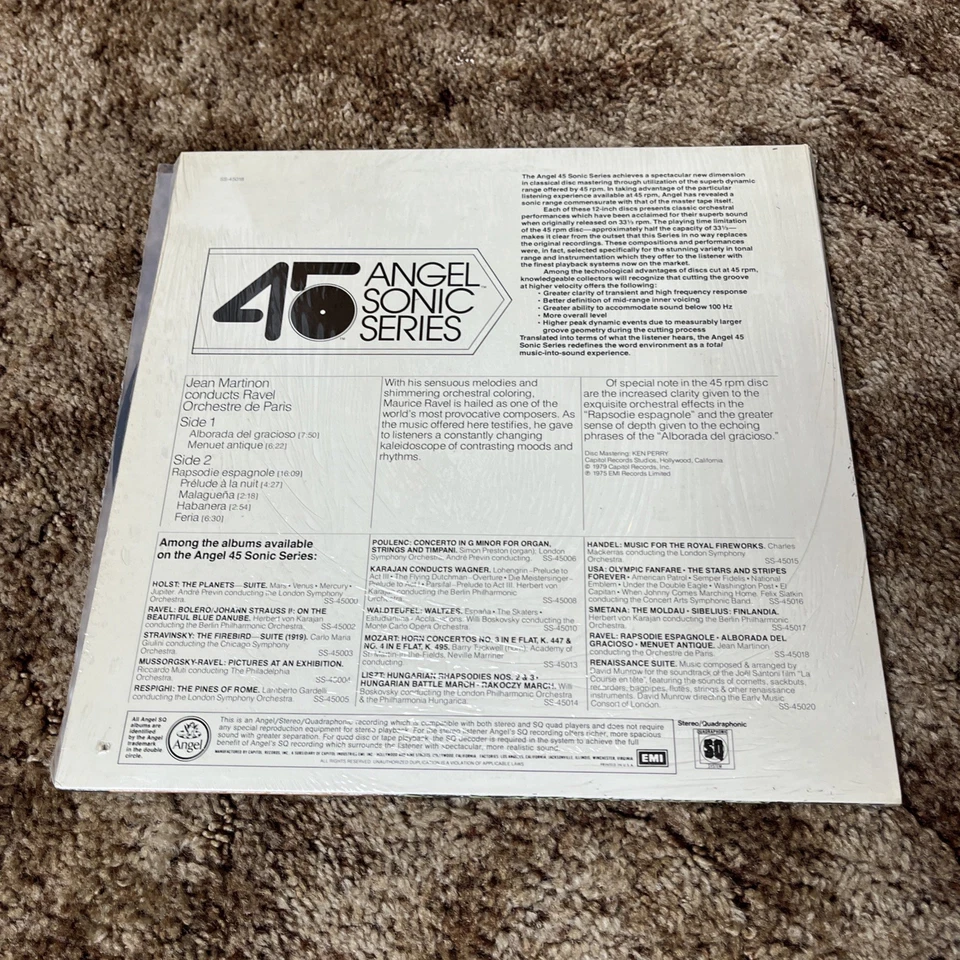 RAVEL - MARTINON, Paris - ANGEL SONIC SERIES 45-RPM QUAD ST LP IN SHRINK - Image 4 of 4