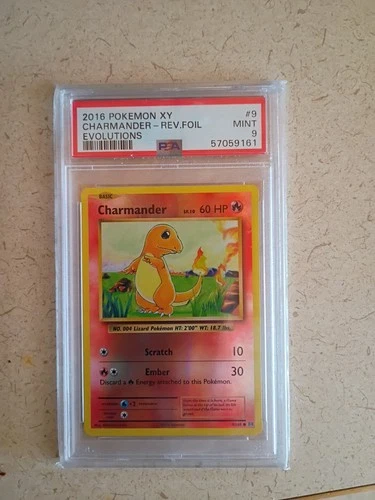 Pokémon TCG XY Evolutions Charmander Reverse Holo Card 9/108 PSA 9 Mint