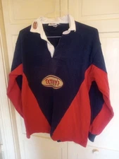 Vintage Barbarian Rugby  Men's Large Blue Red  Logo Long Sleeve  Tetley's Ale