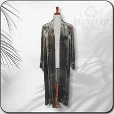 Citron Santa Monica Women's Small Rayon Silk Velvet Duster Open Front Jacket
