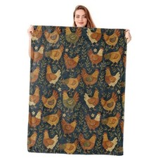 Chicken Fleece Blanket Gifts for Kids Girls, Rustic Hen and 50"x60" Farmhouse