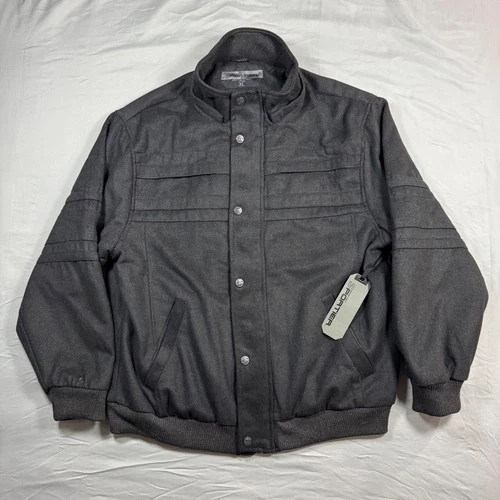 NWT Sportier Bomber Jacket Mens XL Charcoal Wool Blend Snap Front Gray - product listing photo