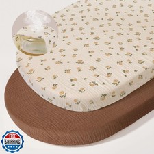 Basumee Muslin Bassinet Sheets for Baby Girl Boy 2 Pack Soft Breathable Baby