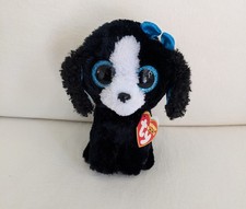 TY Beanie Boos 6" Tracey the Dog Plush Blue Glitter Eyes December 7 Birthday