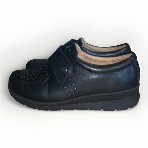 I ❤ COMFORT Black Leather Slip On Casual Love Shoes Size 9 - Picture 6 of 12