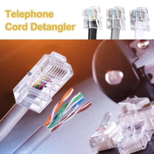 3Pcs Telephone Cord 9.8ft Phone Cable 8P4C to 6P4C Wire RJ45 to RJ11 Black - Photo 5/6