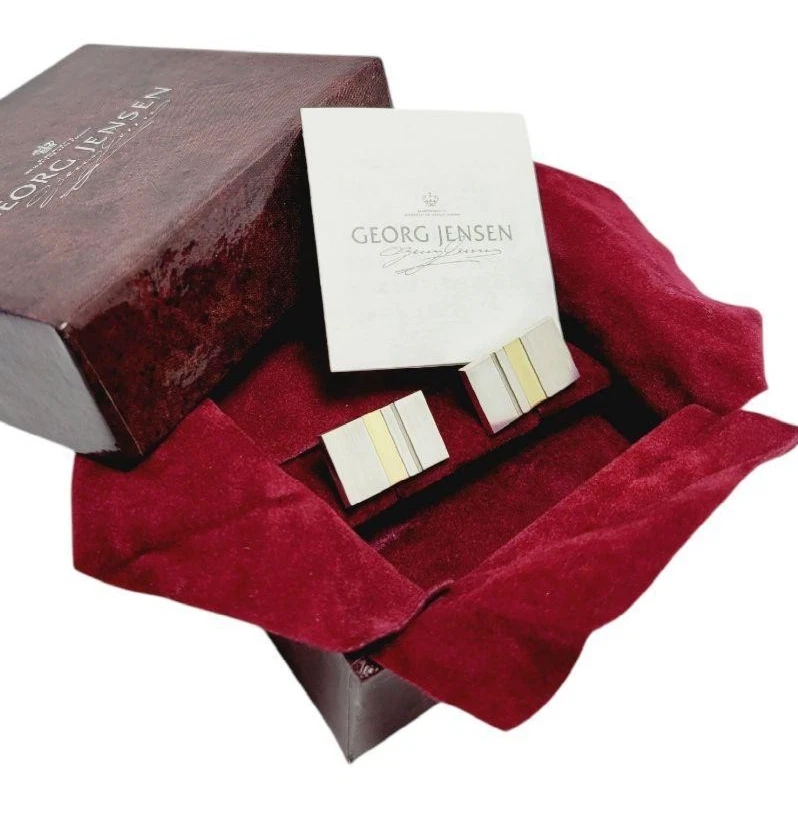 Gemelli Georg Jensen in argento sterling con oro 18 carati #152A - Lene... - Immagine 2 di 4