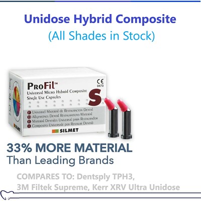 Dental Silmet ProFil Micro Hybrid Composite Restorative All Shades Unidose / Syr