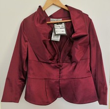 Stunning Ashley Brooke Maroon Satin Bolero Style Jacket. Sz 16. Brand New