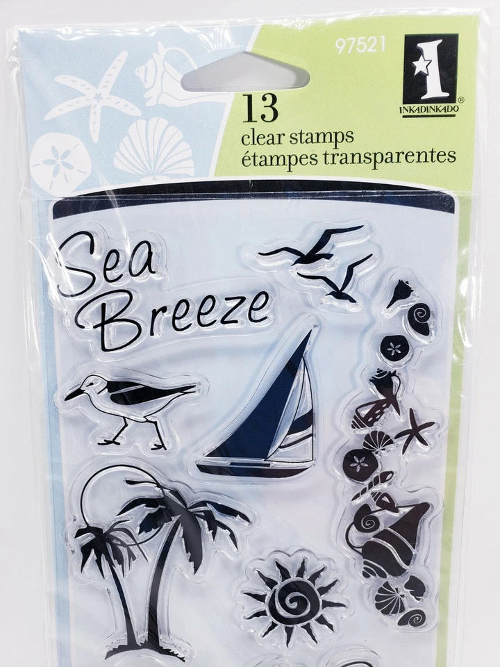 Conjunto de selos de acrílico transparente Coastal Beach por Inkadinkado 97521 NOVO! - Imagem 3 de 4