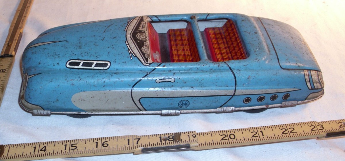 MARX V89 CONVERTIBLE TIN FRICTION CAR TOY IN BLUE WORKS | eBay